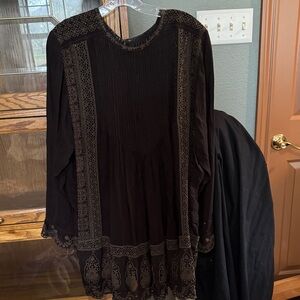 Johnny Was Black Lace Trim Top